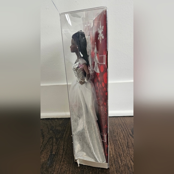 Barbie Signature 2021 Holiday Barbie Doll 12-inch Brunette Braids in Silver Gown - Picture 9 of 12